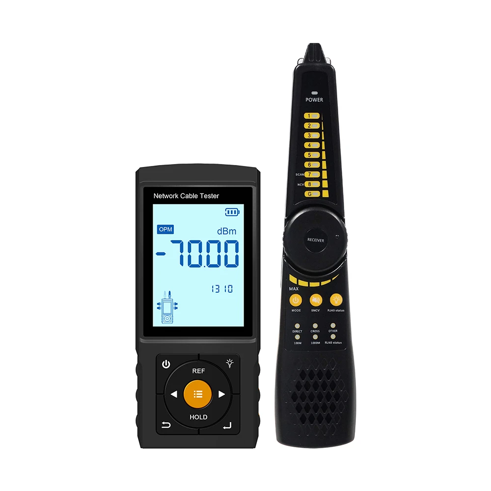 

Bullscom Advanced Network Cable Tester – RJ11/RJ45 CAT5e/CAT6/CAT6a Tester with Optical Power Meter & Visual Fault Locator