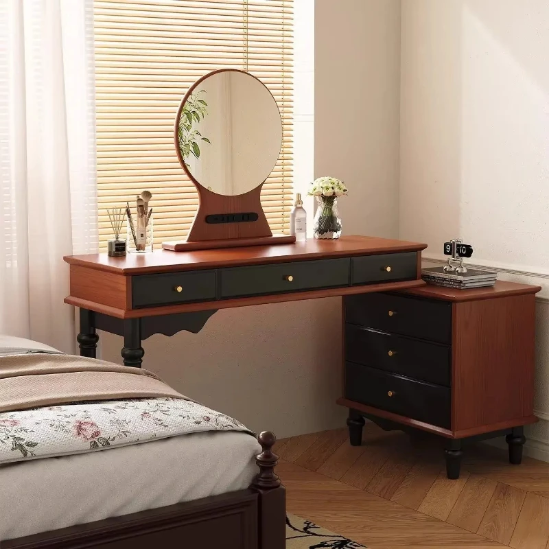 c6  French Retro Style Dresser Chest Cabinet Integrated Modern Bedroom Simple Dressing Table Dressing Table Storage CabinetN8