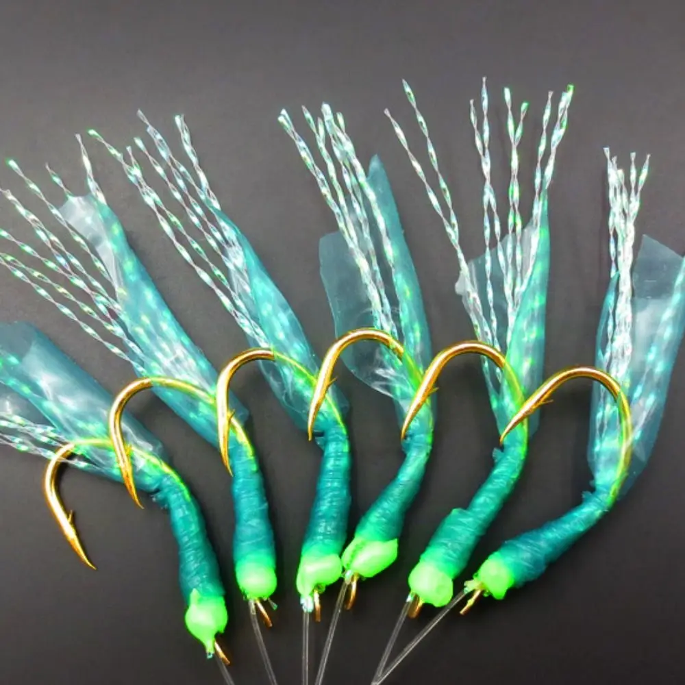 

Fishing Lures Rubber Green Rubber Lures Lures Golden Sabiki Sea Fishing Rigs Hook Green Golden Tied Hooks Sea Fishing