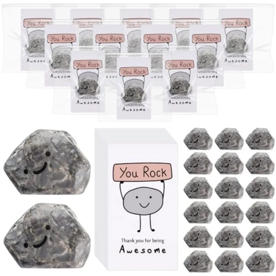 

Sets Inspirational You Rock Employee Appreciation Gifts Smile Resin Stone with Thank You for Being Awesome Rock Card Bulk for T
