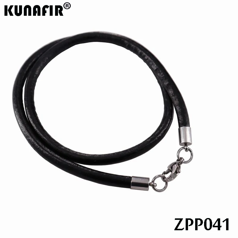 5mm Round black real Leather Necklace stainless steel accessories jewelry DIY parts ZPP041