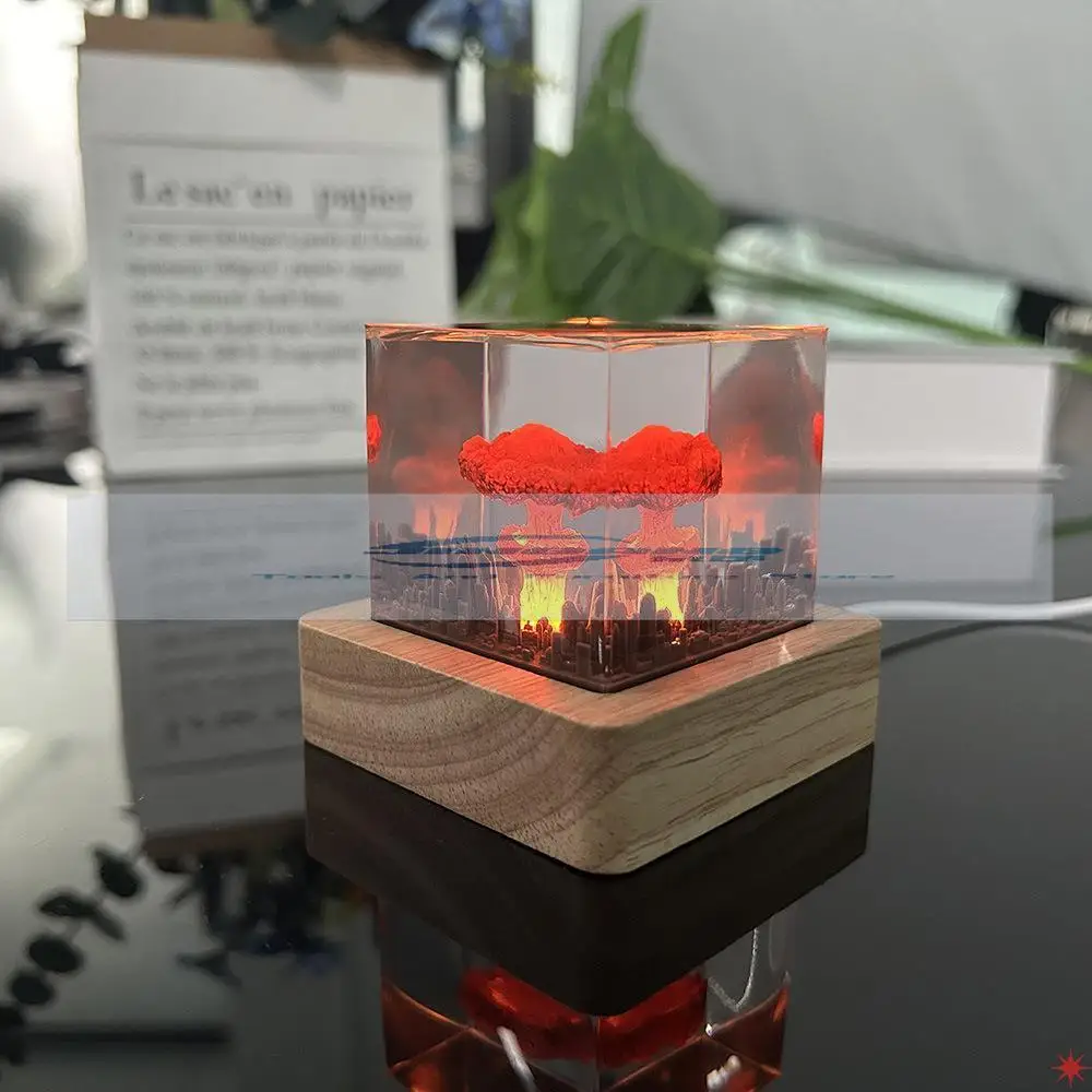 هيروشيما الحب ضوء الليل اليدوية الراتنج الذرية قنبلة الهيدروجين قنبلة انفجار الفطر سحابة زخرفة هدية حلية