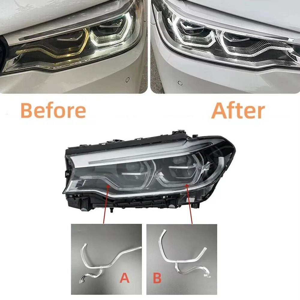 

Светодиодные ангельские глазки DRL, направляющая пластина дневных ходовых огней, трубчатые полосы для BMW 5 серии G30 G31 2017-2020, адаптивная светодиодная фара