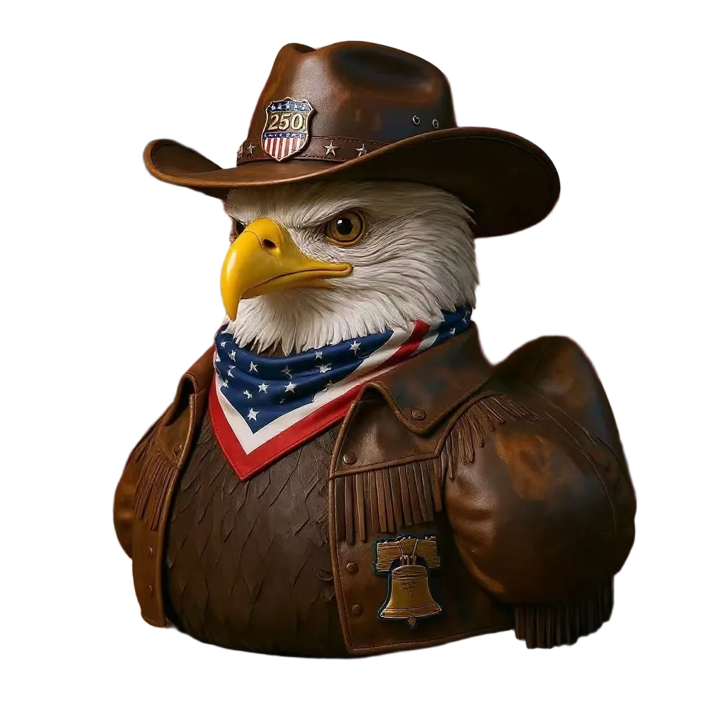 2026 USA 250th Patriotic Eagle Duck Figurine, Cowboy Style Collectible Decor Gift