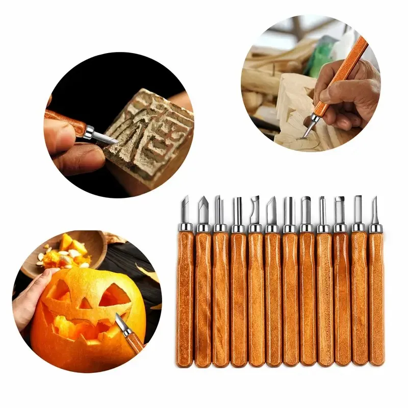 

10/12 Pieces/set of Woodworking Carving Tools DIY Multifunctional Wooden Handle Handmade Art Carving Knife