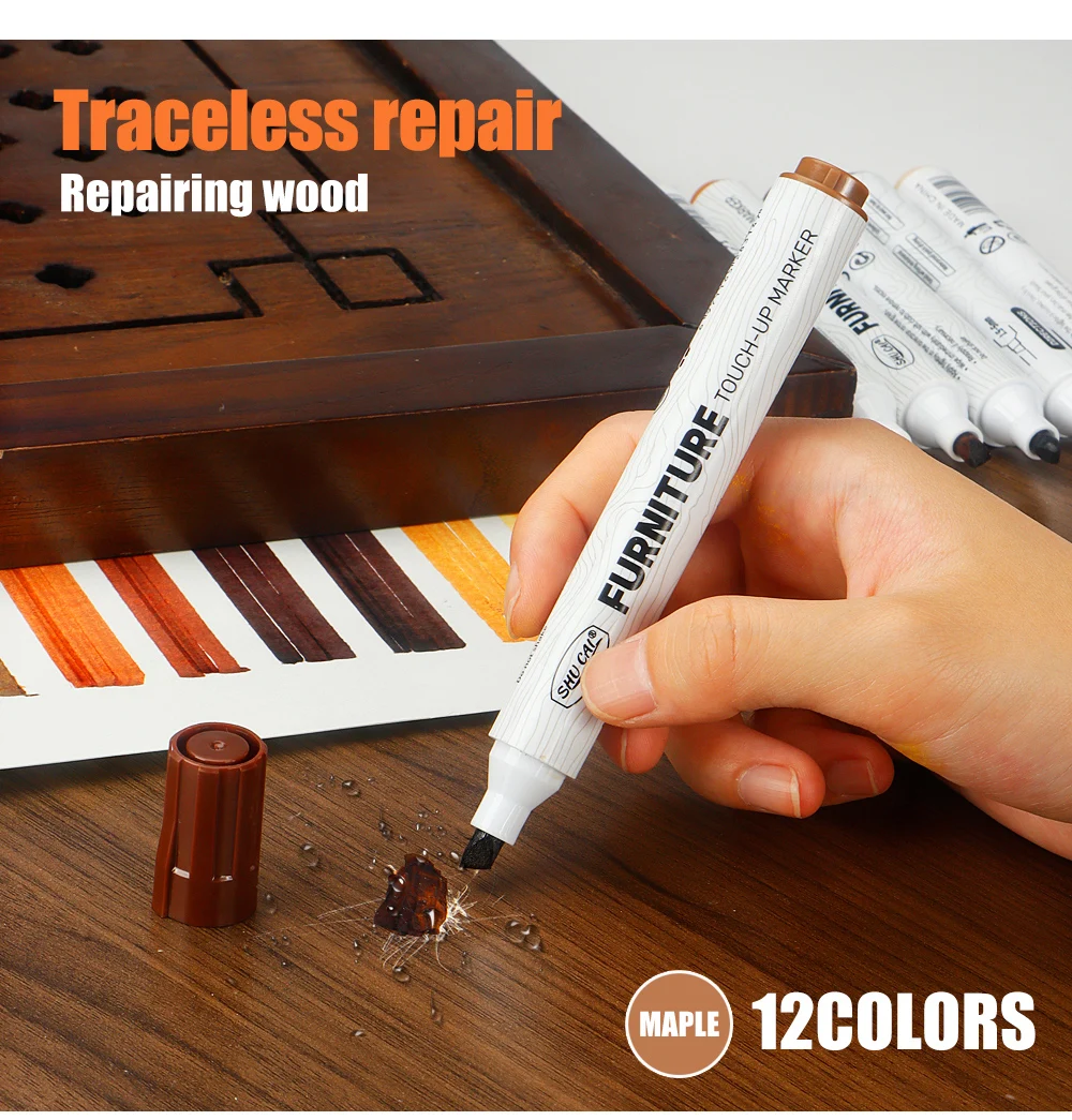 8/12 farben Möbel Ausbesserung Kit Marker Füllstoff Sticks Holz Verbund Korn Farbe Reparatur Stift Kratzer Wiederherstellung Scratch Patc – Detail 10