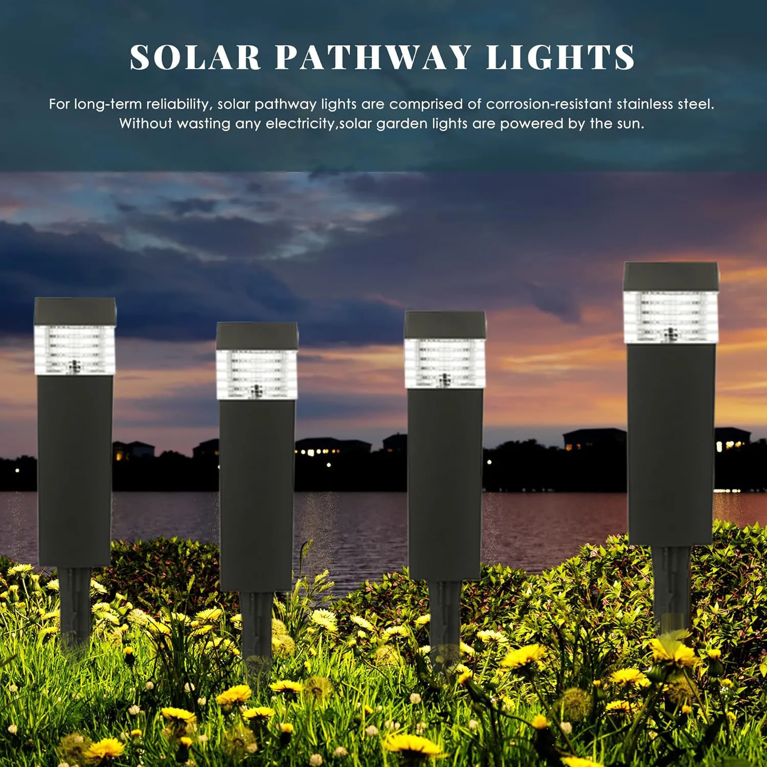 Lampe solaire étanche avec piquet, éclairage d'extérieur, luminaire décoratif, idéal pour un jardin ou une cour, 62 unités