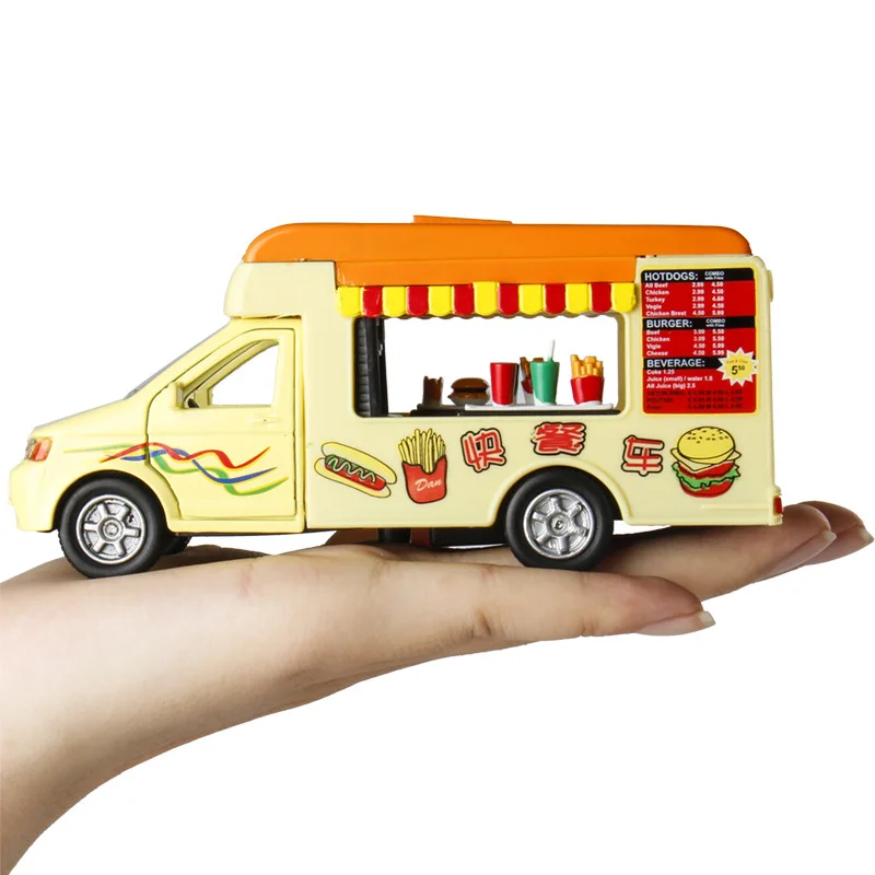 Simulation Alloy Ice Cream Fast Food Ice Cream Truck Model Sound And Light Rebound Children Toy Car Gift B319