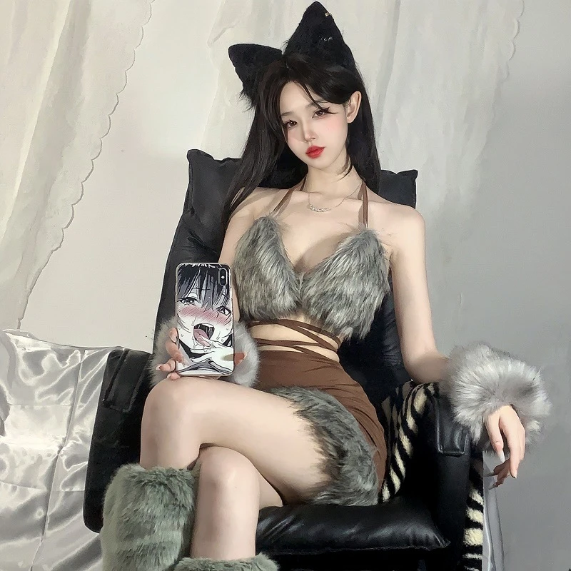 

sexy spice girl low-cut splicing hair design slim-fit backless short show skinny package buttock body L169