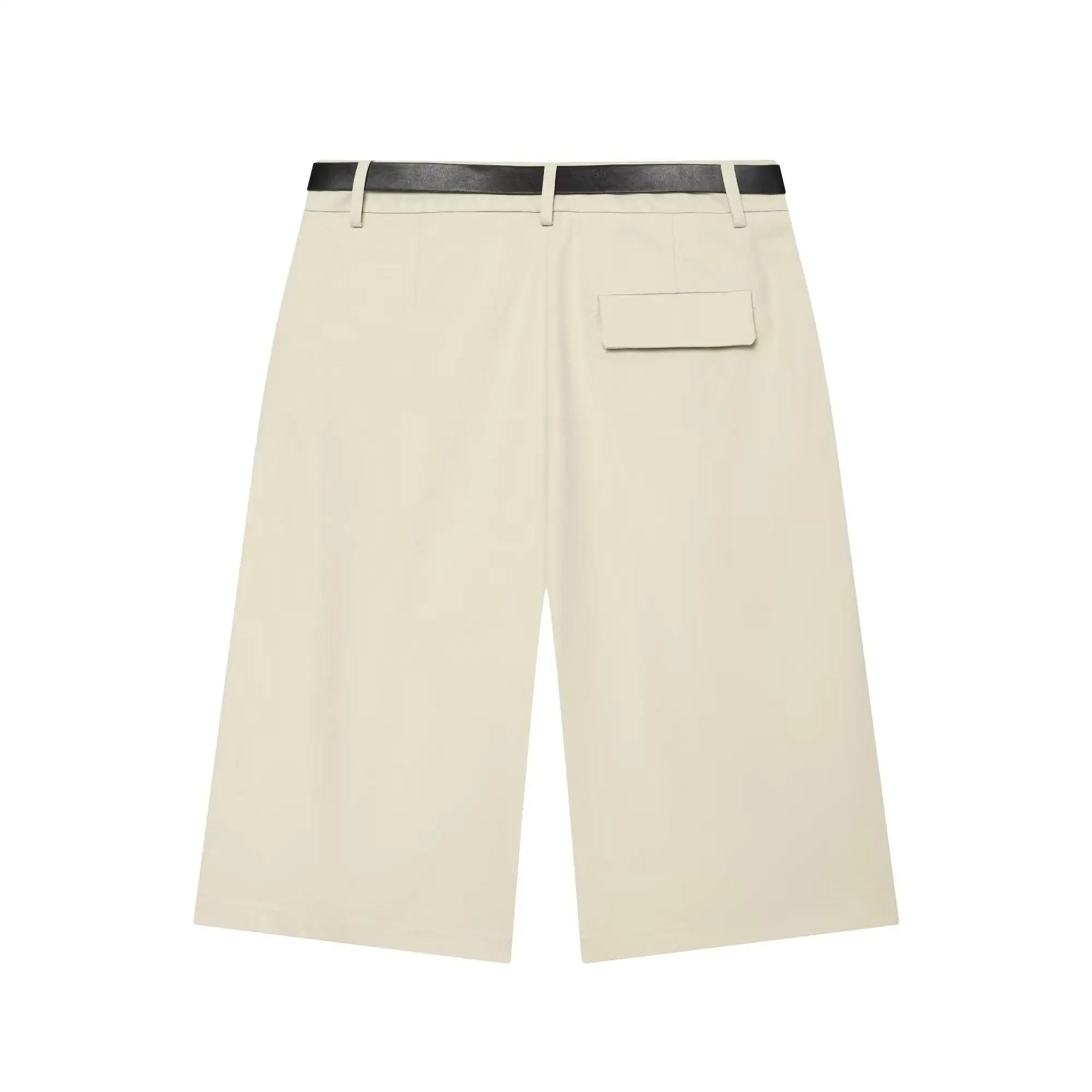 TFMLN Damen-Knielange Hose, schlicht, hohe Taille, Sommer, lässig, weites Bein, gerade Hose mit Gürtel, elegante kurze Damenhose – Detail 3