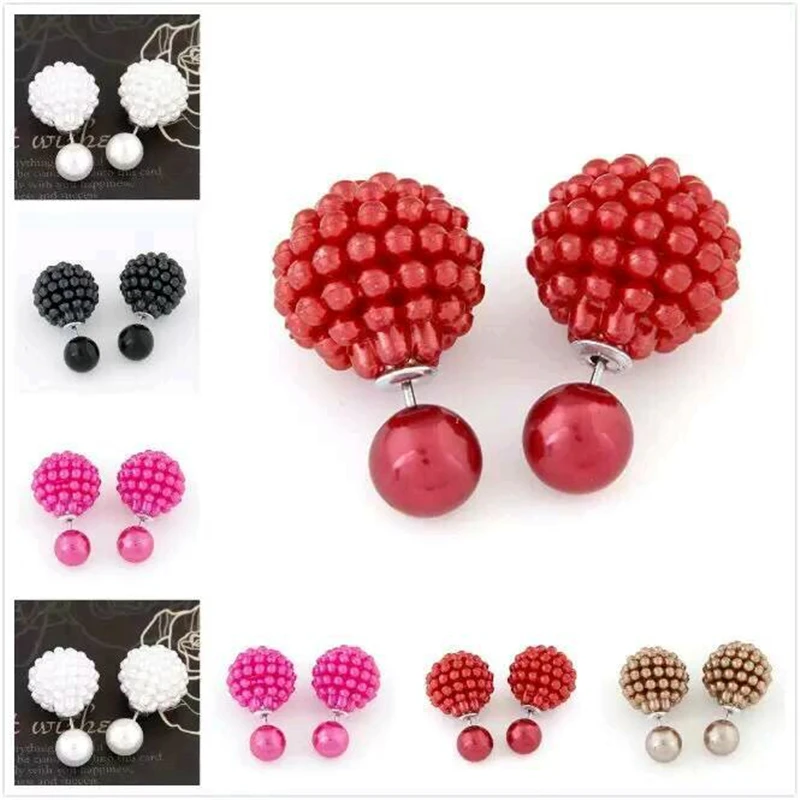 New Fashion Pearl Earrings Female Luxury Dual Analog Bayberry Ball Earrings Beads Earrings Declared As women's Accessories