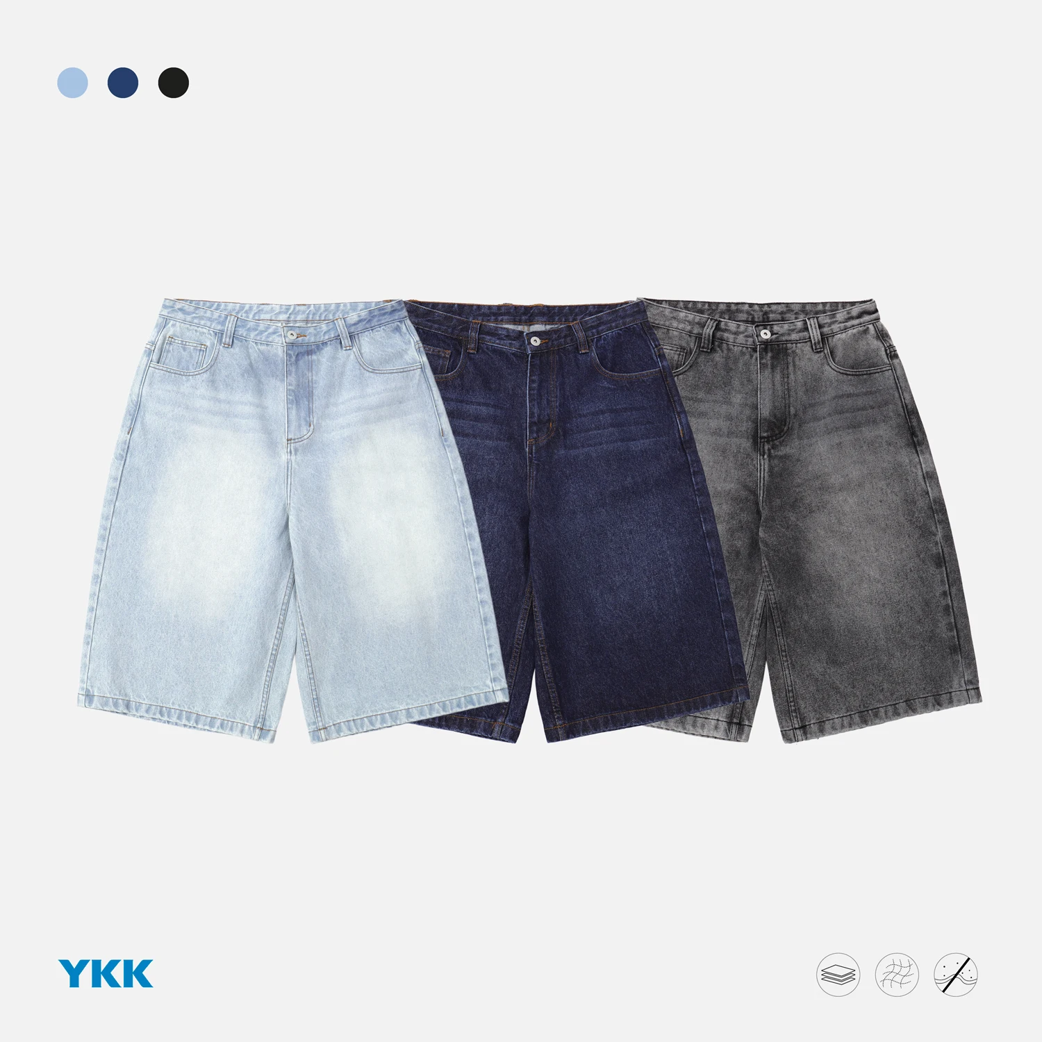 Japanese Streetwear Workwear | 26SS Japanese Retro Loose Fit Washed Distressed Denim Shorts Versatile All-Match 7/10-Lengthh Mid