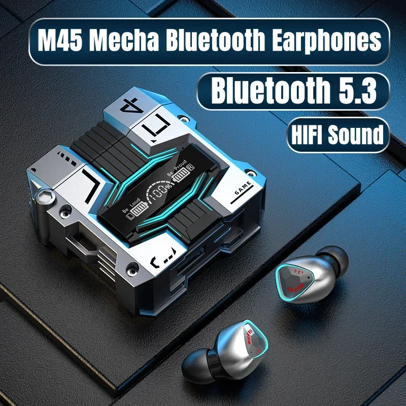 M45 TWS Wireless Headphones Earphones Bluetooth Touch Control Noise Reduction Stereo Waterproof Earbuds Headsets With Microphone