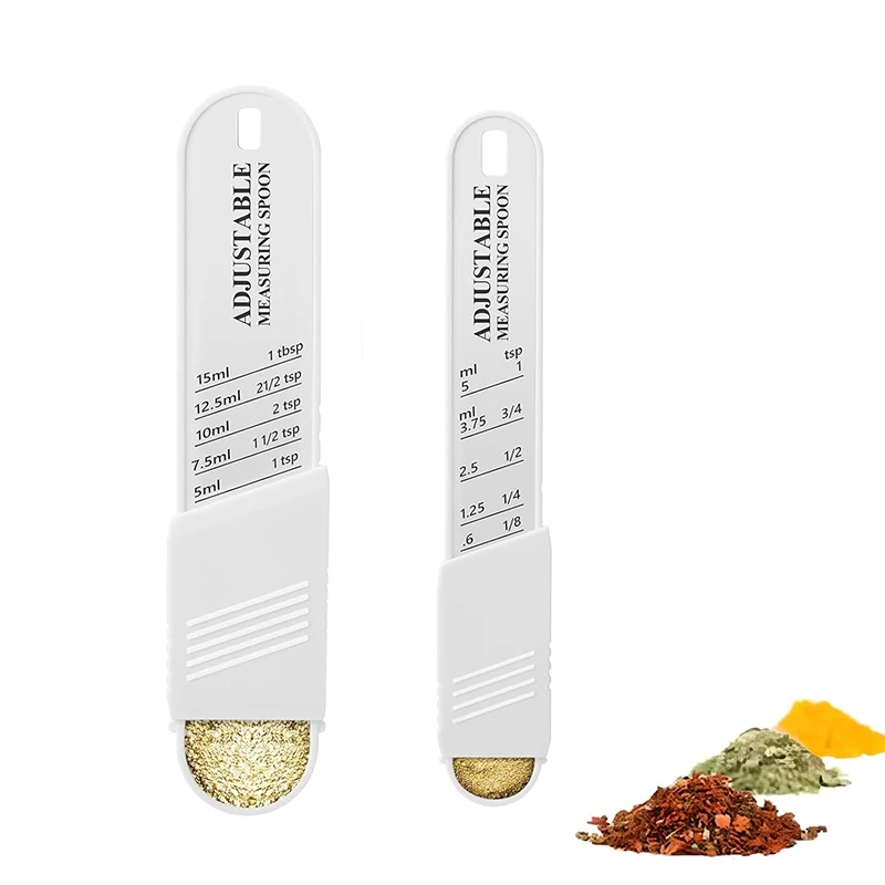 Verstellbarer Messlöffel, Kunststoff-Messlöffel-Set mit verstellbarer Skala, Küche, Backen, Esslöffel und Teelöffel-Set JT576