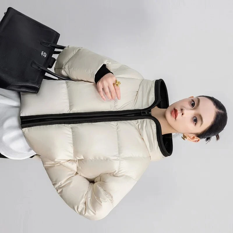 

Новая зимняя короткая куртка-пуховик класса люкс для женщин: теплая, очень толстая, повседневная, на хлопковом наполнителе