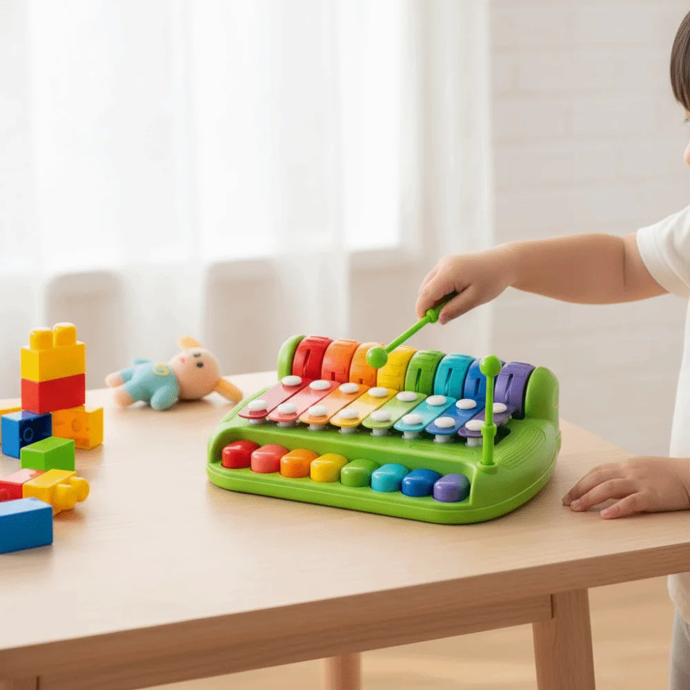 Kunststoff 8-Noten Klopfen Klavier Spielzeug Hand Klopfen Schlaginstrument Baby Musik Teigstock Spielzeug Xylophon Spielzeug 2 in 1