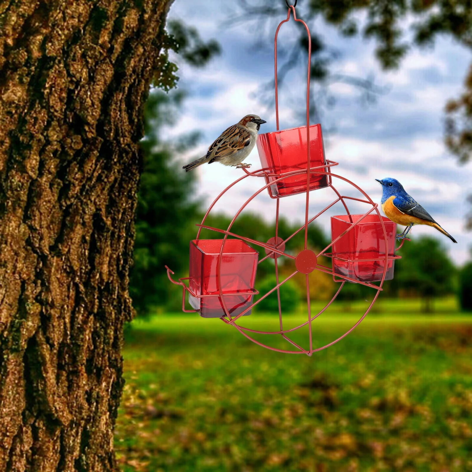 

Колесо для кормления птиц, креативный инструмент для хранения еды для птиц, украшение для наружного сада, двора