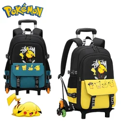 MINISO Pokemon Kids Trolley School Bag Large Capacity Waterproof Boys & Girls Climbing Stairs Two/six Wheel Trolley Backpack