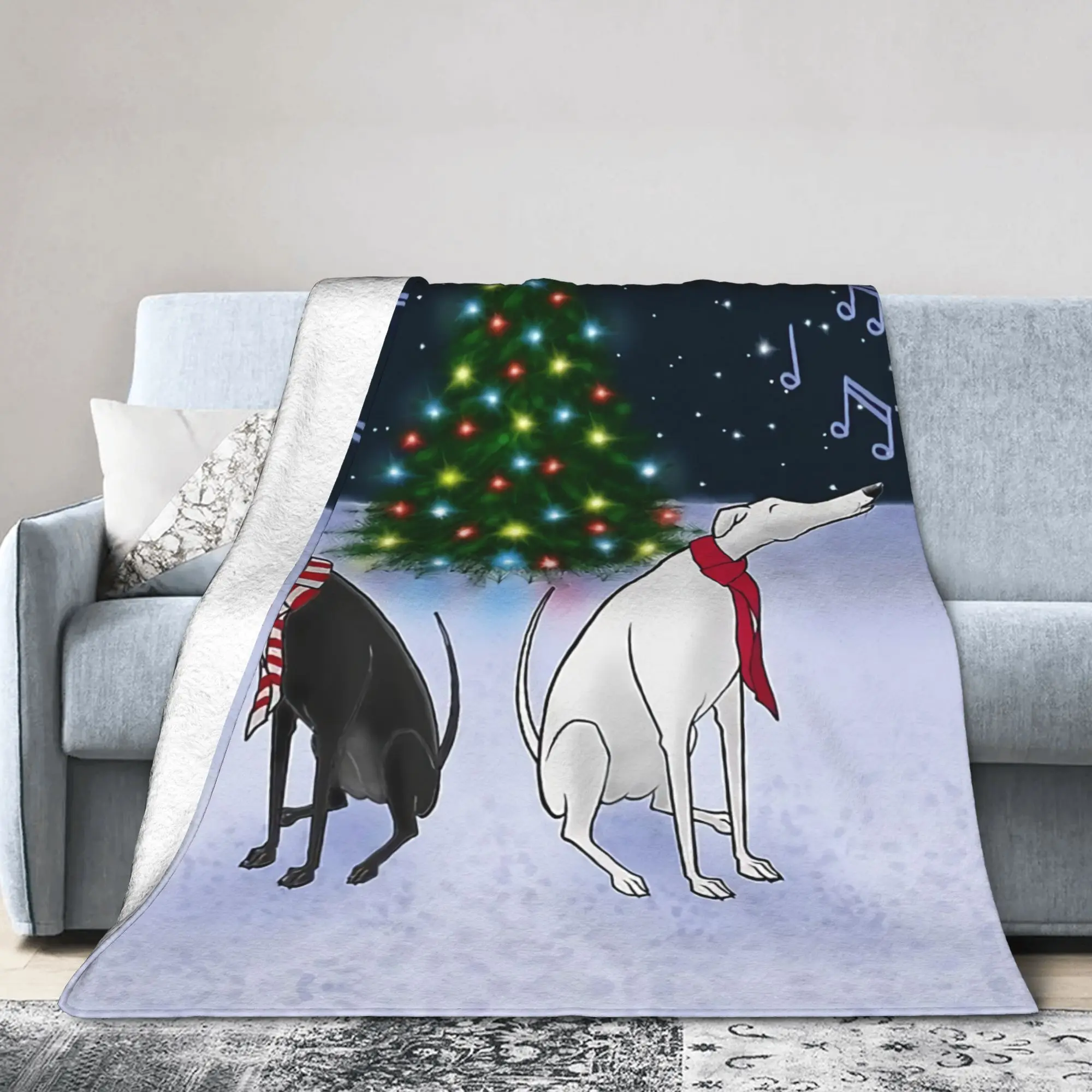 Custom 3D Printed Greyhound Blankets Breathable Soft Flannel Autumn Whippet Sighthound Dog Throw Blanket for Couch Home Bedding