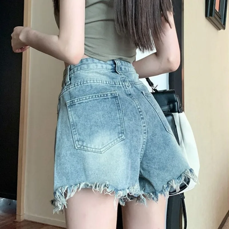 Denim Shorts Summer Latest Small Woman's High Waist Loose Thin A-line Hot Short Pants Ins Style Trendy Casual Streetwear Jeans