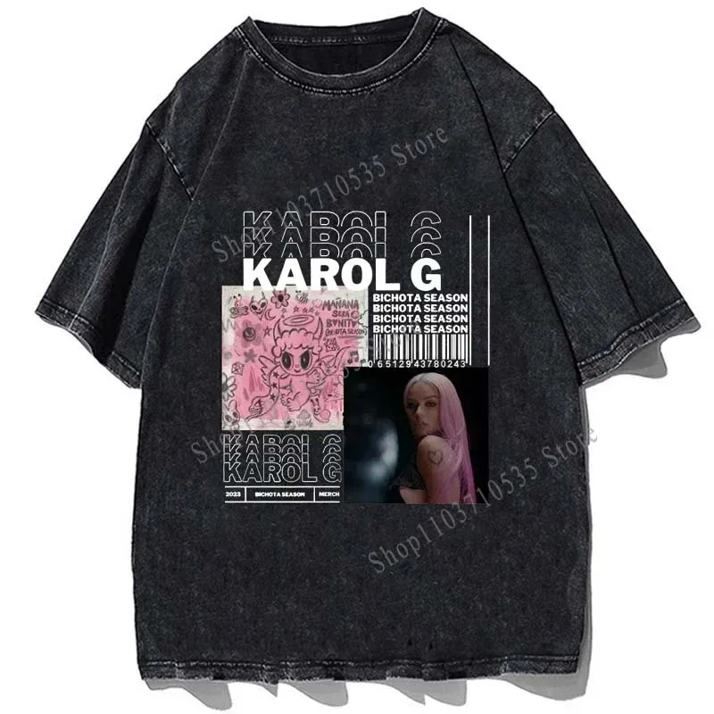 Singer Karol G Music Album Print T Shirts Men Hip Hop Fashion Cotton Oversized Tshirt High Street Summer Short Sleeve T-shirts