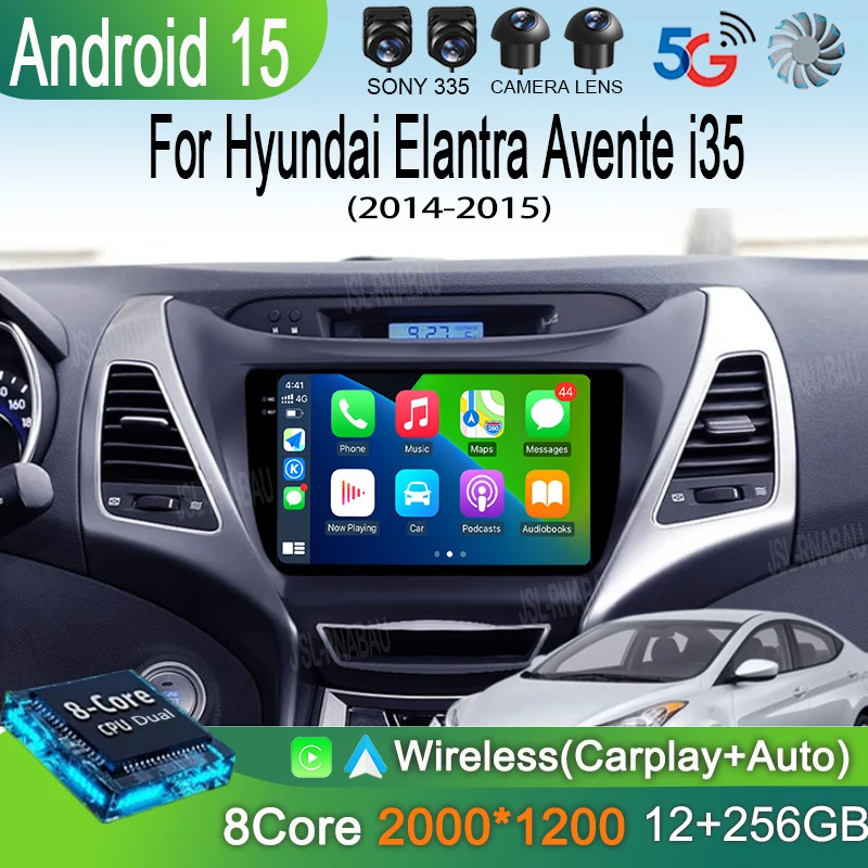 

Car Radio Android 15 Carplay Auto GPS Navigation Multimedia Player For Hyundai Elantra Avente i35 2014 - 2015 video Stereo 2 DIN