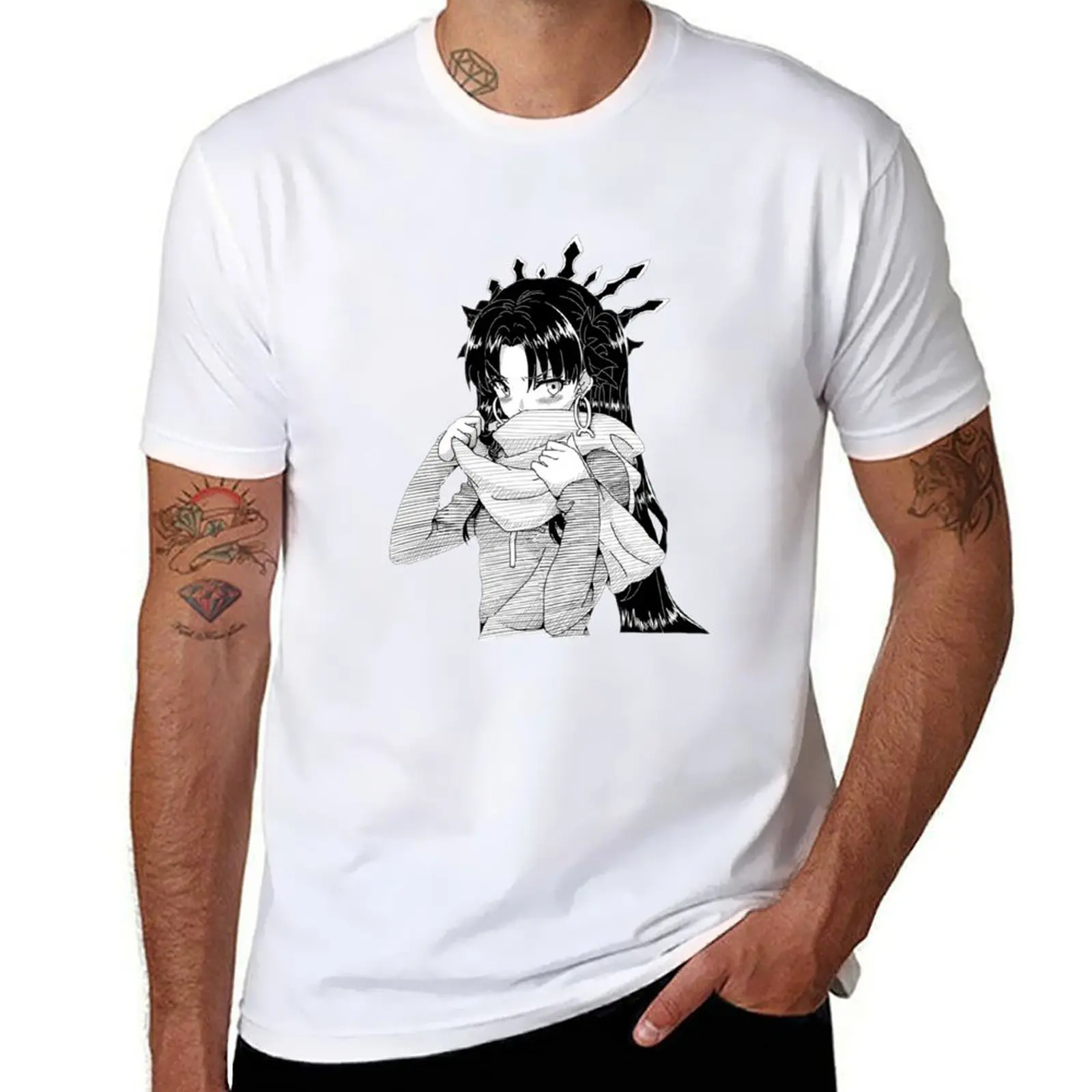 

Ishtar Fate Black and white cute T-Shirt cotton t shirt pack man t shirt summer T-Shirt