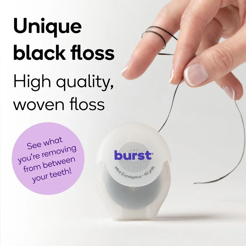 Mint Eucalyptus Expanding Dental Floss - Black Expanding,Stain-Absorbing, Woven Floss, Vegan, Paraben Free, Removes Plaque