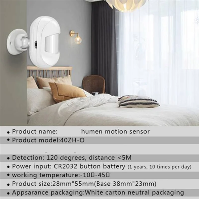 Tuya Zigbee PIR Motion Sensor Human Body Motion Sensor Smart Security Detector Smartlife Work With Alexa Zigbee Gateway-AA80