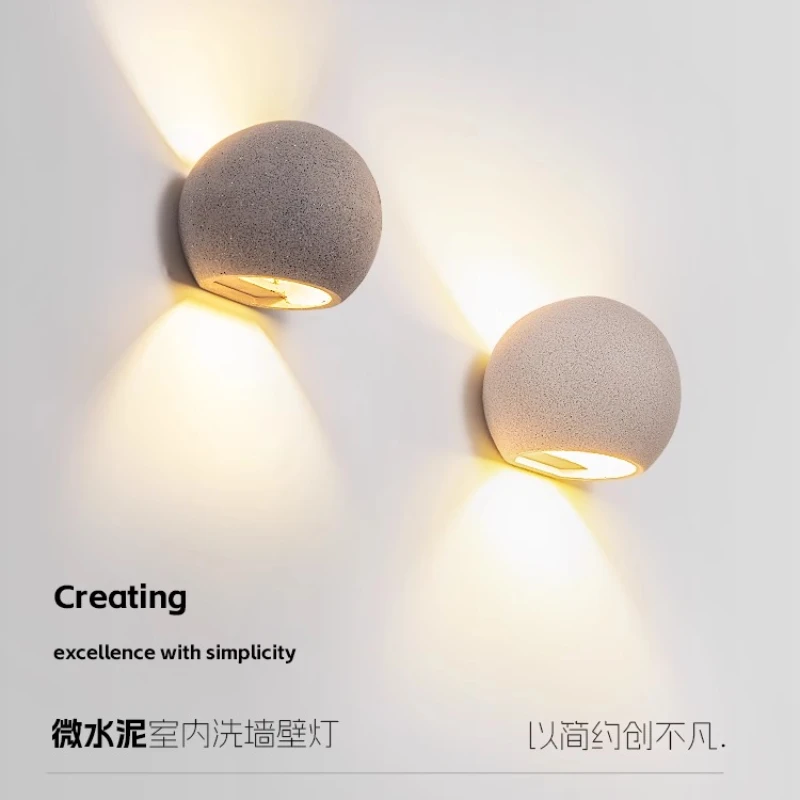 

Industrial style designer micro-cement living room aisle minimalist bedroom bedside sun room terrazzo small wall lamp