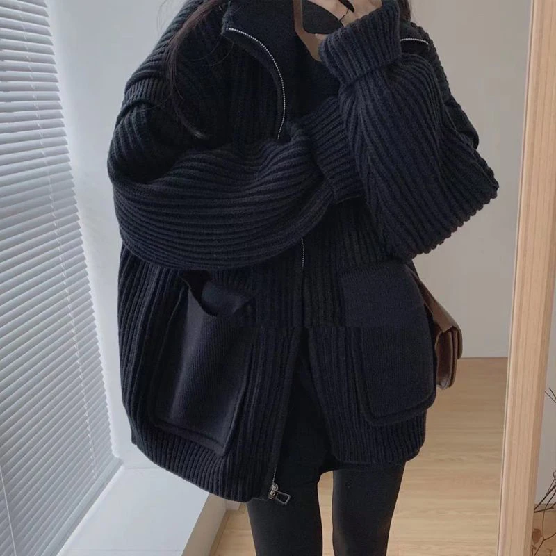 

plus Size Thiened Autumn Winter Student Sle Loose Women's Jaet Trendy INS plus MM Harajuku Hong Kong Sle Outerwear