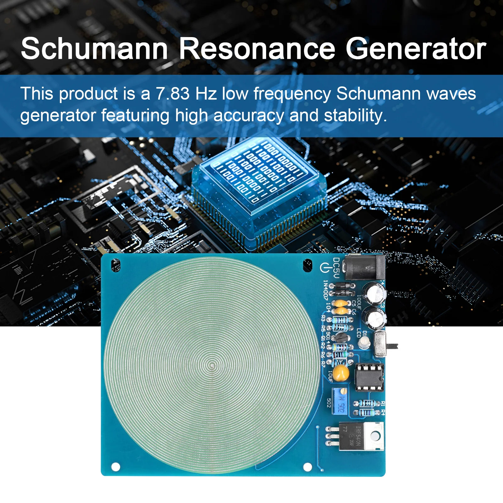Generator Resonansi Gelombang Schumann 7.83Hz Resonator Audio Pulsa Frekuensi Ultra-rendah Antarmuka USB dengan Lampu Indikator ON OFF Fu