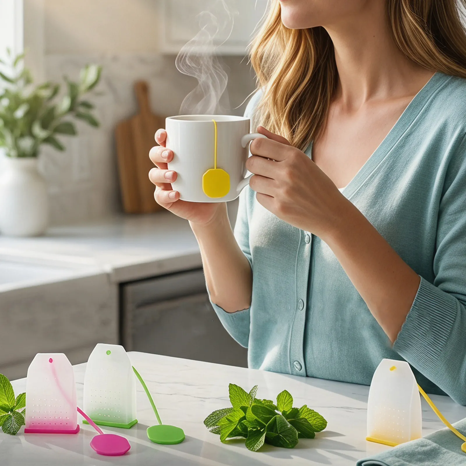 4Pcs Reusable Silicone Tea Infusers Loose Leaf Filter Bags Diffuser for Cups Mugs Home Travel Portable Tea Strainer