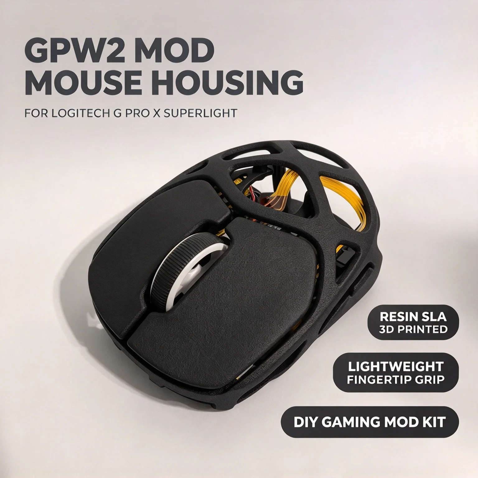 Mouse Housing For Logitech Gpw2 G Pro X Superlight Sla Resin 3d Printed Ultra Light Fingertip Grip Diy Mouse Mod Kit