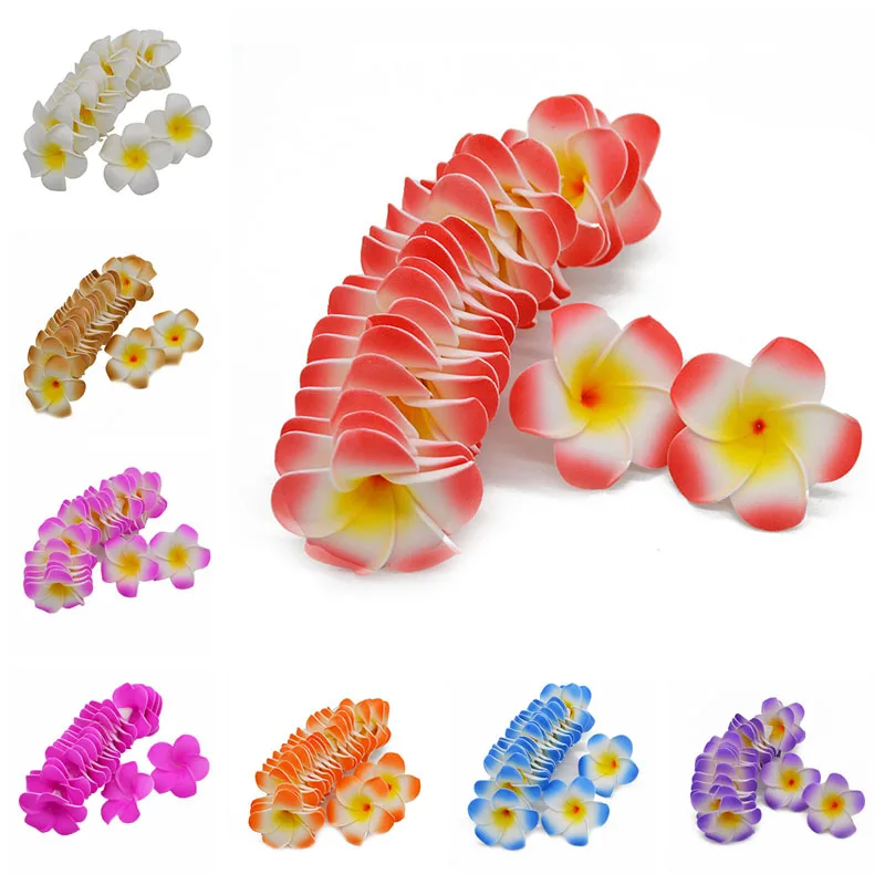 

10Pcs/lot 5-9cm Hawaiian Frangipani PE Foam Artificial Flower DIY Wreath Headdress Flowers Wedding Decoration Party Supplies