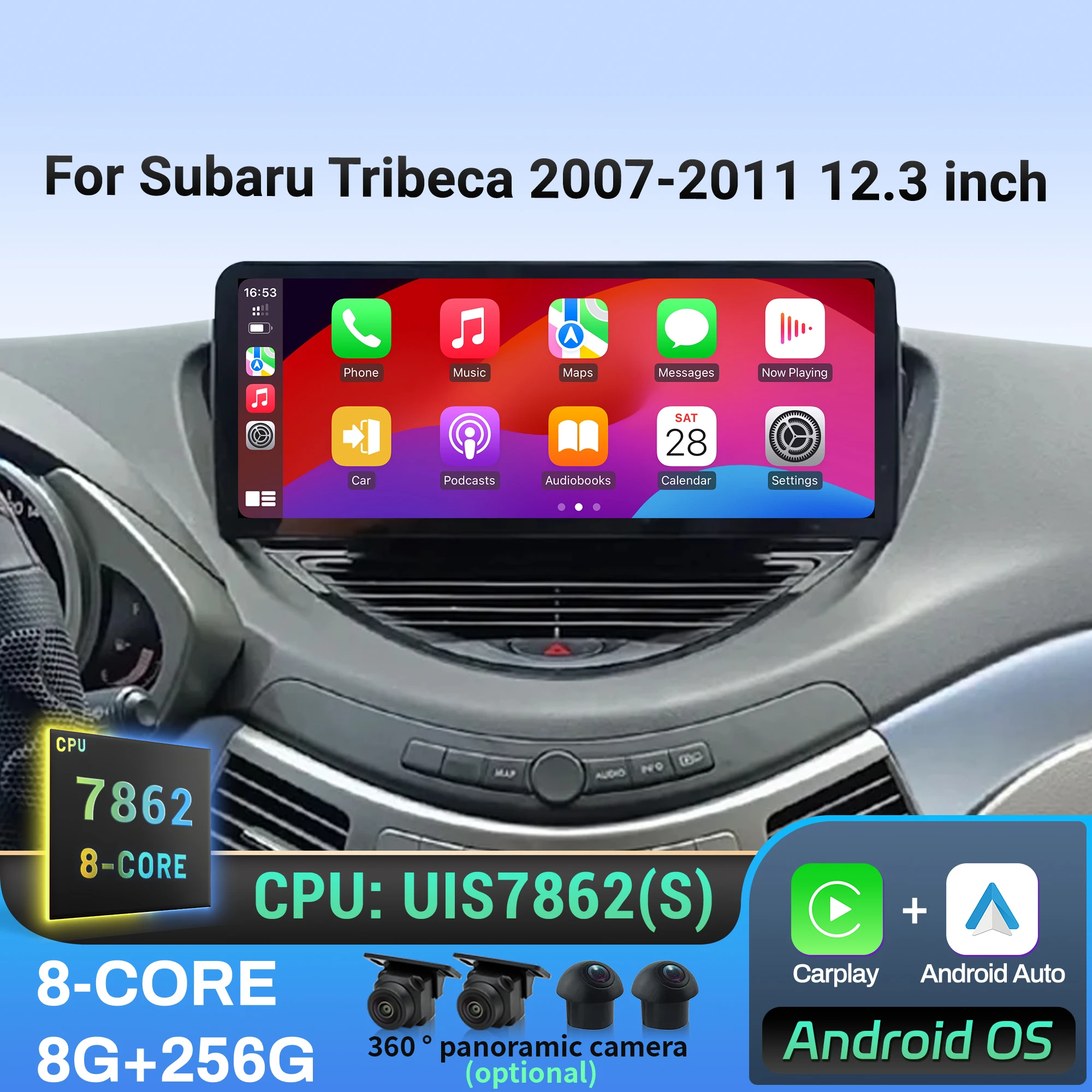 

12.3 inch For Car Radio Multimedia GPS For Subaru Tribeca 2007-2009 2010 2011 Android 14 BT CarPlay Navigation 4G Touch Screen