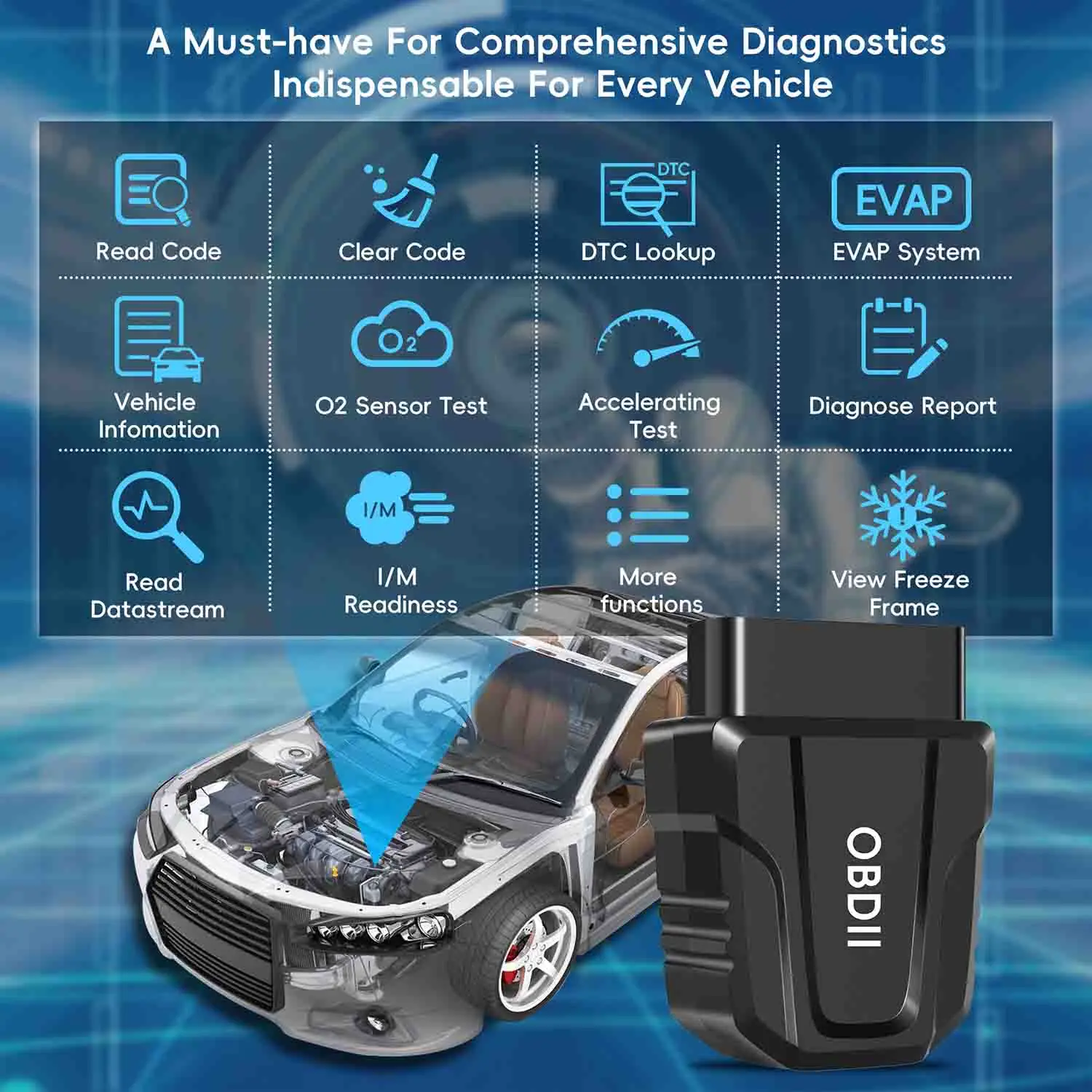 

Диагностический сканер OBD2 для автомобилей (iOS/Android), считыватель кодов неисправностей, инструмент для проверки ошибок двигателя, адаптер BT5.4, OBDII-сканер