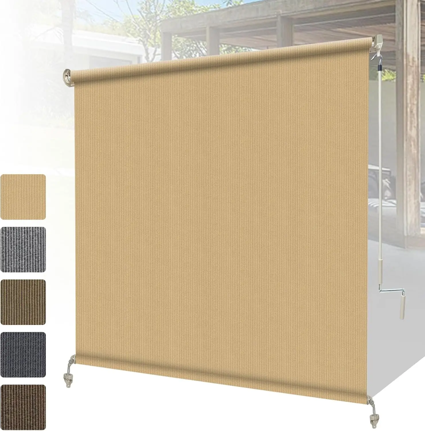 

Outdoor Roller Shades 8x8 ft Cordless Patio Blinds, UV Block Sun Shade for Porch Gazebo Pergola Balcony