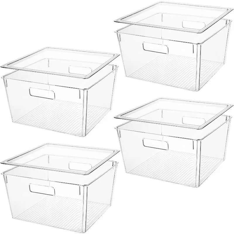 

Clear Extra Large Plastic Stackable Storage Bins with Lids, Pantry Organizers and Storage Containers Fridge