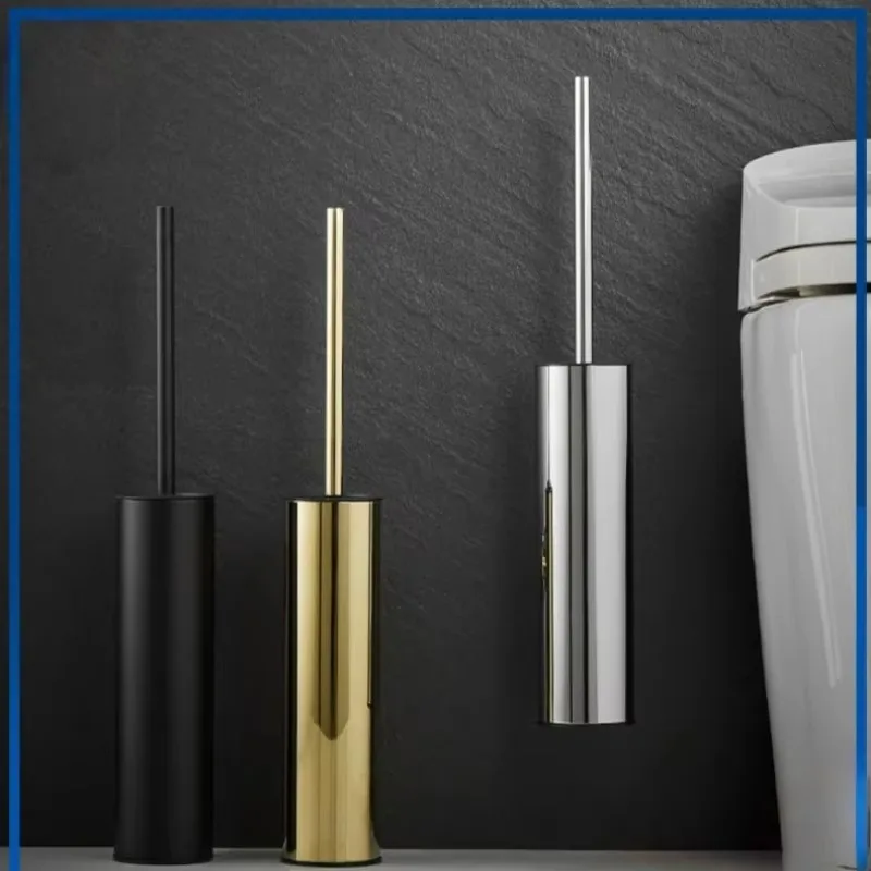 Wall Mounted Gold Toilet Brush Holder Set, Stainless Steel Nickel Black Toilet Scrub Cleaning Brush Bathroom Accessories