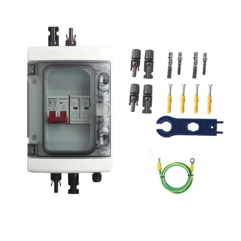 2 in 2 out photovoltaic combiner 500V/1000V DC with isolation switch, solar waterproof distribution box