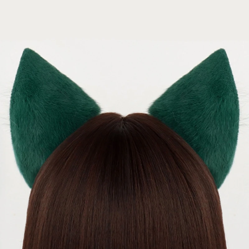 2Pcs Halloween Cats Cosplay Costume Set Women Girls Plush Faux Fur Cat Ear Headband with Tail for Adult Holiday Party Dress up