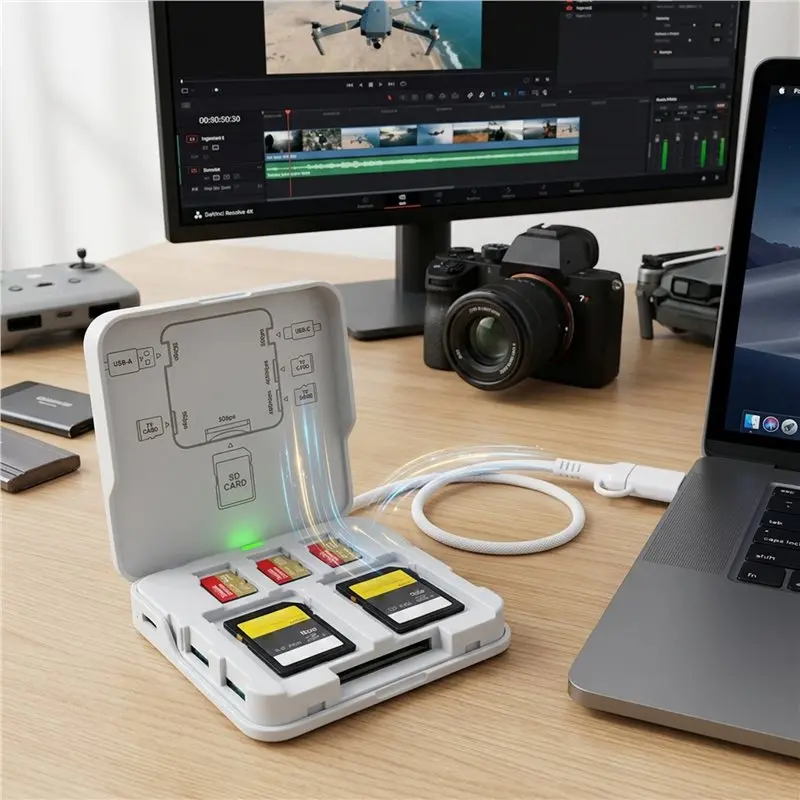 LXYB18B 5 Slot Portable USB-C 3.0 High-Speed SD/TF Card Case
