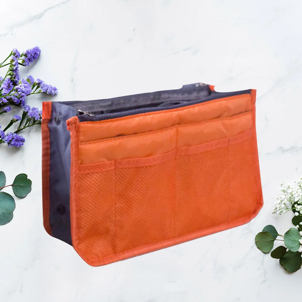 حقيبة تخزين محمولة بسحاب مزدوج، حقيبة يد ذات سعة كبيرة قابلة للطي، منظم أدوات الزينة البرتقالي، حقيبة غسيل، حامل أشتات #2