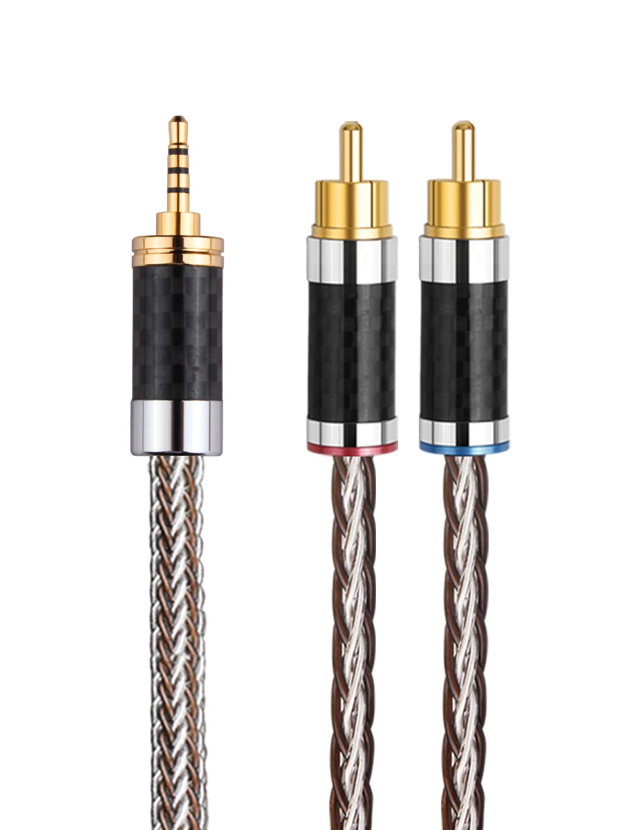 

2.5mm balanced to double lotus head one minute two audio line fever grade single crystal copper sterling silver RCA amp audio li