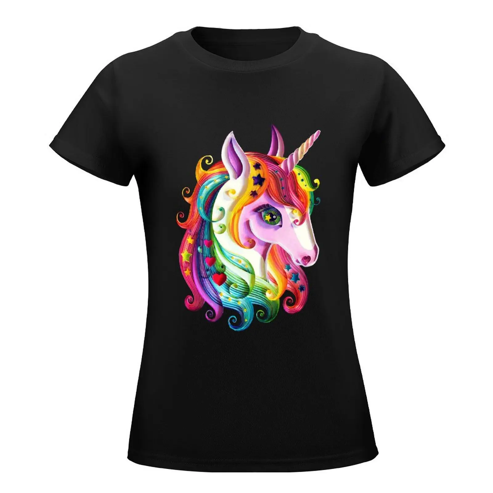 Unicorn of colored ribbons T-Shirt Aesthetic clothing new edition luxury designer clothing Women