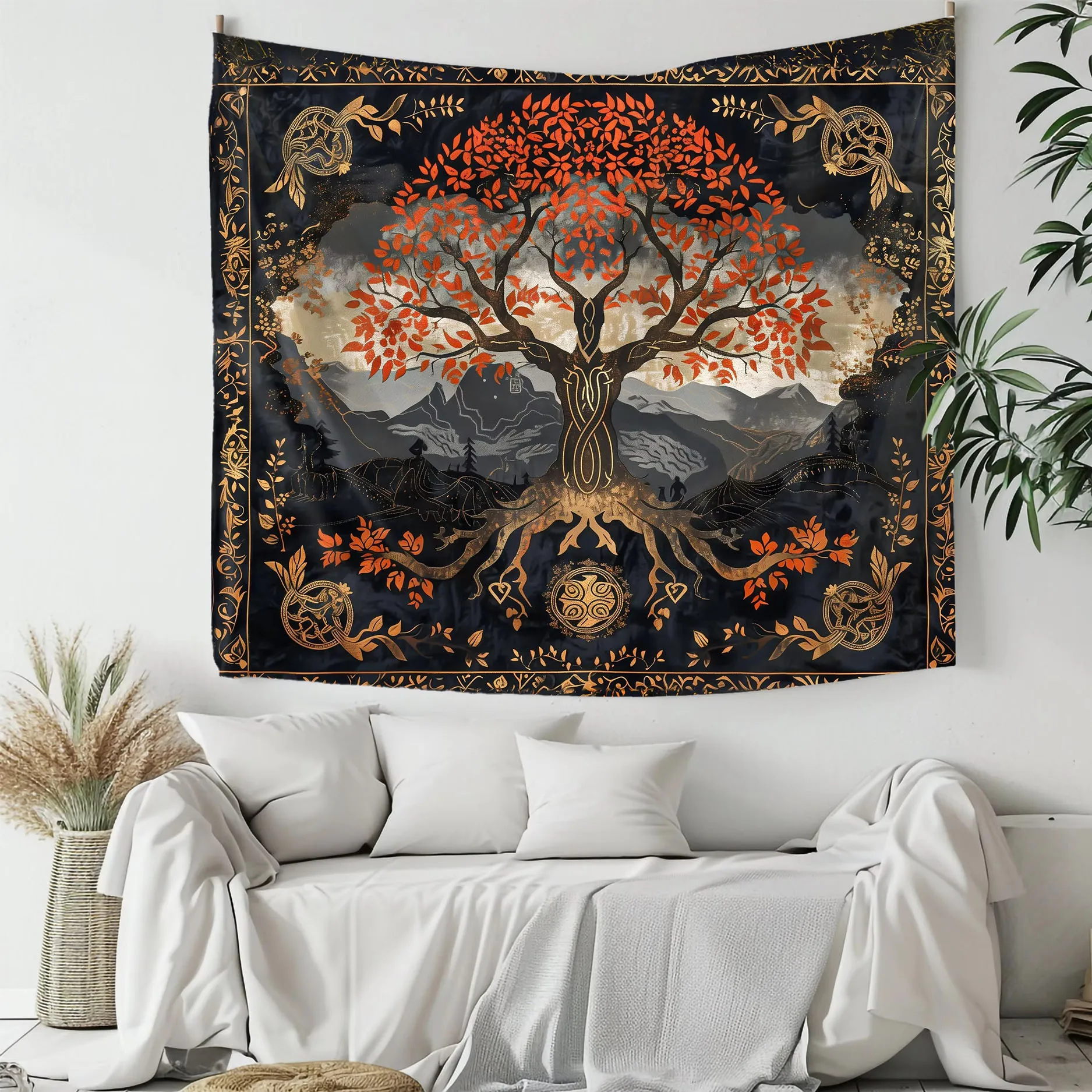 1 Stück böhmischer Baum des Lebens Wandteppich – himmlisches und Bergdesign |   Ganzjahres-Wanddekoration für Schlafzimmer und Wohnzimmer