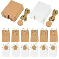 10/20/30pcs Retro Kraft Paper DIY Gift Bag White Brown Cookie Wedding Favor Candy Box Food Packaging Bag With Rope Birthday Deco