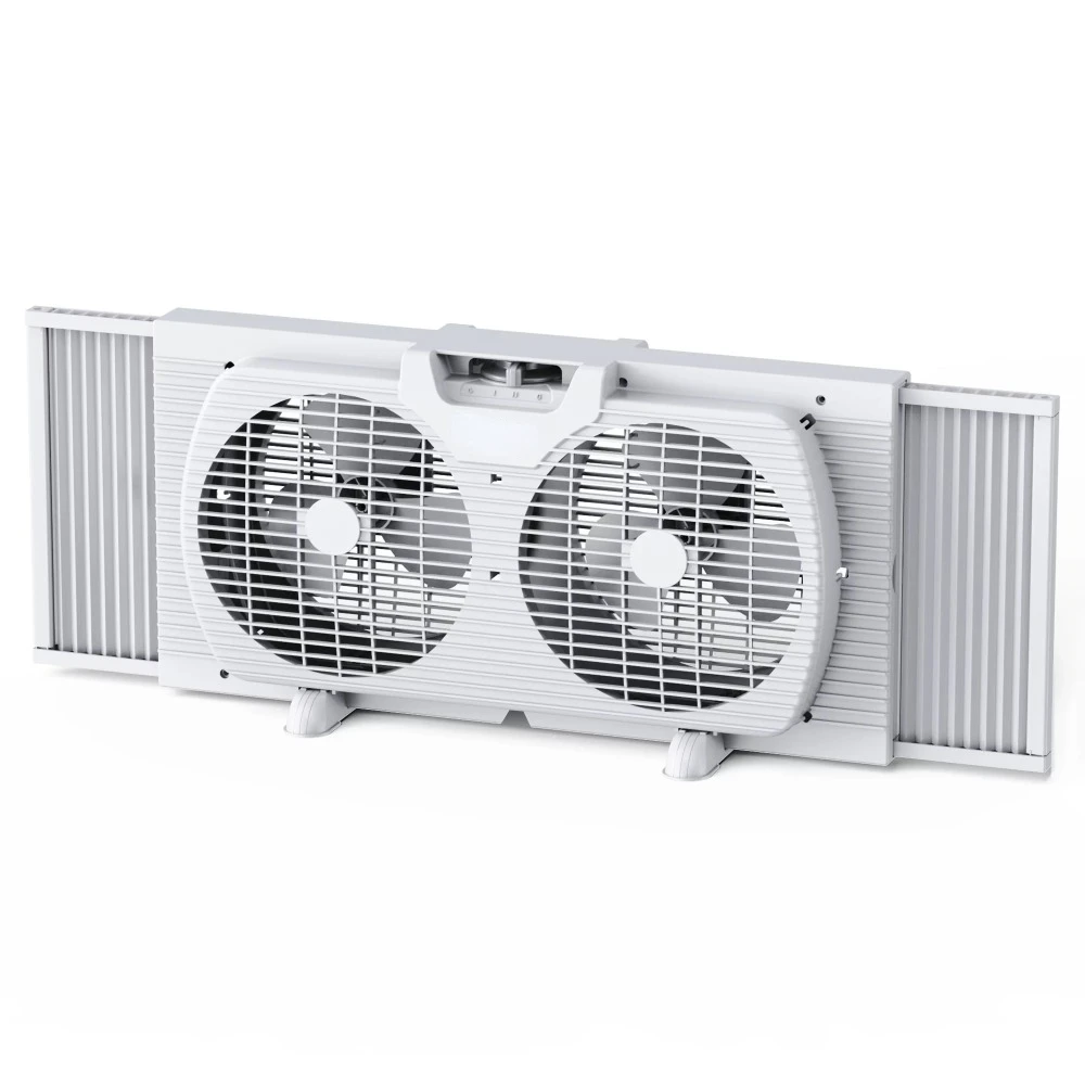 

9" 3-Speed Twin Window Fan with Removable Bug Screen,Fully Assembled,(22“ to 33-1/2"), White