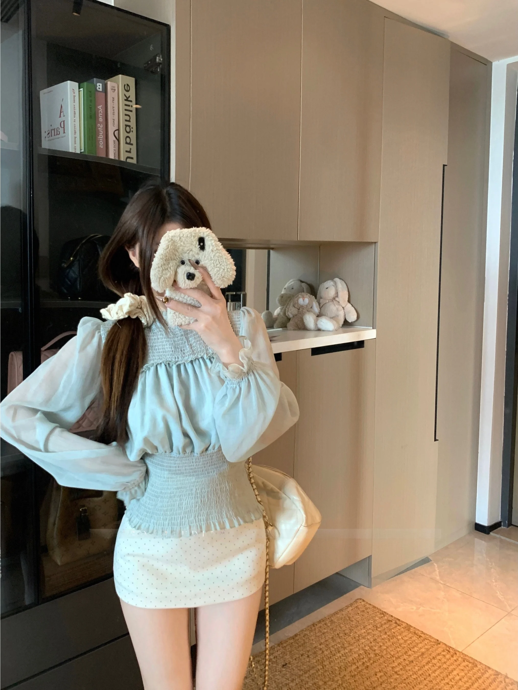 

Женская модная повседневная блузка из шифона с длинным рукавом и круглым вырезом, защищающая от солнца, для комфортных поездок на работу